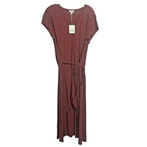 Ana Women's Wrap Dress Black & Orange High Low Ruffle Bow V Neck NWT (2) Size XL